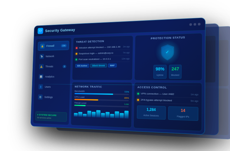 Enterprise cybersecurity illustration showing security controls and monitoring